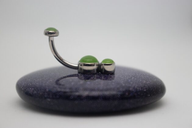 Navel jewelry by industrial strength. titanium set with genuine jade