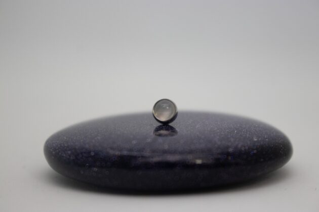 piercing jewelry by Industrial Strength. Bezel set in implant grade titanium is a cabochon cut moonstone